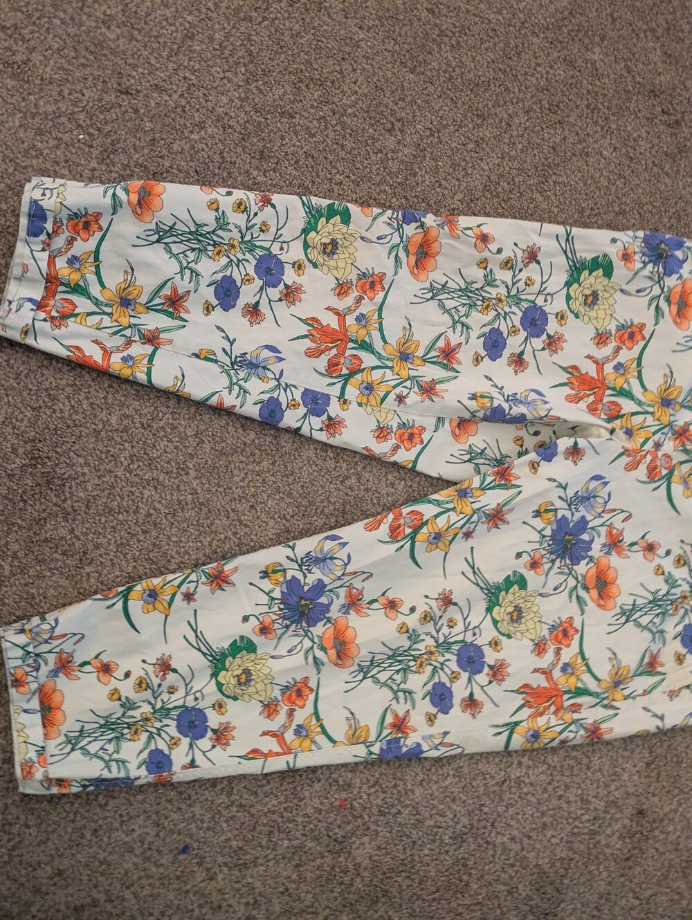 Talbots White Floral Cropped Pants